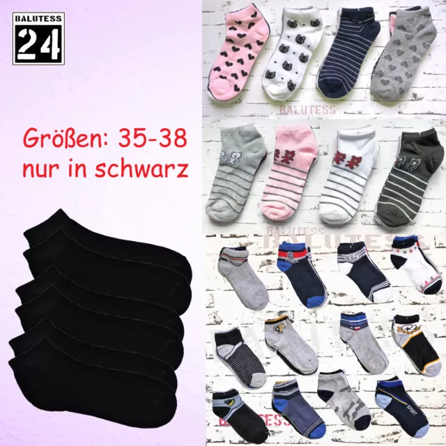 NEU 6 Paar Sneaker Mädchen-Socken neue Motive Kurzsocken Baumwolle Kindersocken