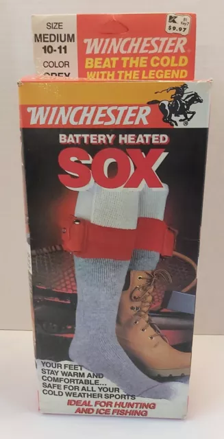 NOS Vtg Winchester Battery Heated Sox Sz Medium 10-11 Grey