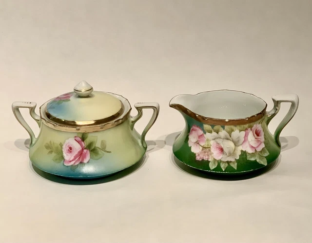 Vintage P.T. Bavaria Tirschenreuth Creamer and Lidded Sugar Bowl Set #2802