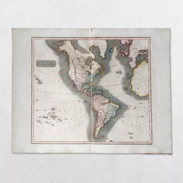 Antique 19Th Century World Atlas Map John Thomson 1814 North South America