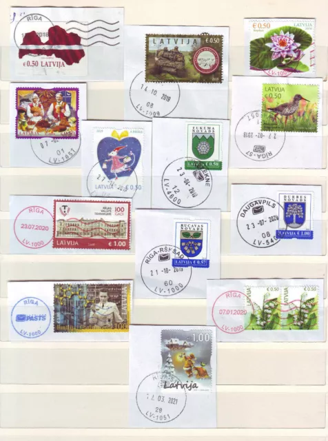 Lettland Latvia verschiedene Briefmarken mit Rundstempel, gestempelt Lot