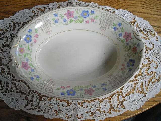 Vintage Syracuse China BLOSSOM TIME Old Ivory 10" Oval Serving Bowl ~