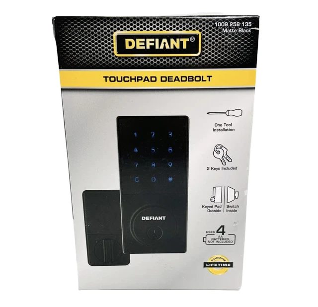 ELECTRONIC TOUCHPAD DEADBOLT Lock Entry Door Keyless Entry Matte Black