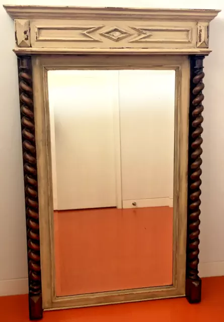 Antique French Mirror.  Barley Twist framing. Bevelled glass. c1890  VERY LARGE