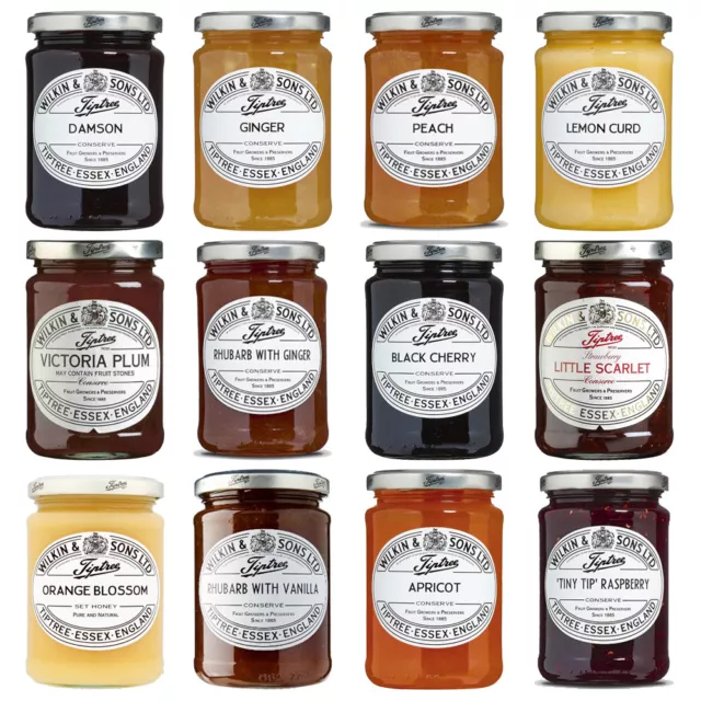 Tiptree Jam Jar Lemon Black Cherry Strawberry Plum Vanilla Tawy Wilkin & Sons