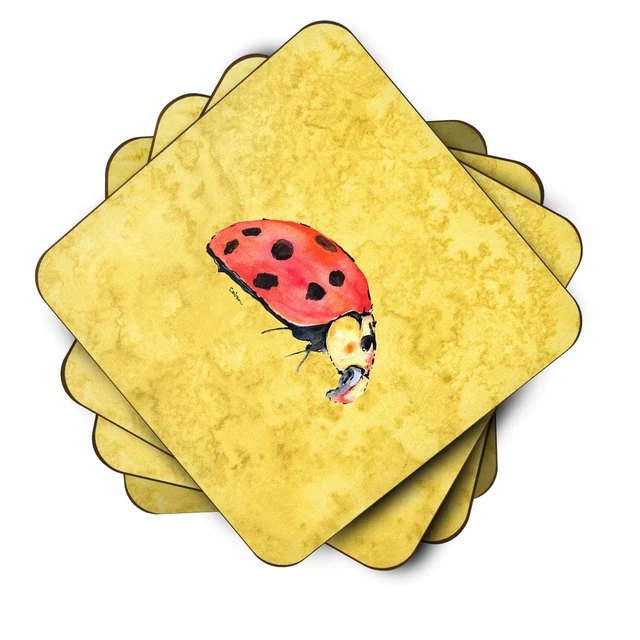 Lady Bug on Yellow Foam Coaster Set of 4, 8867FC-S  New