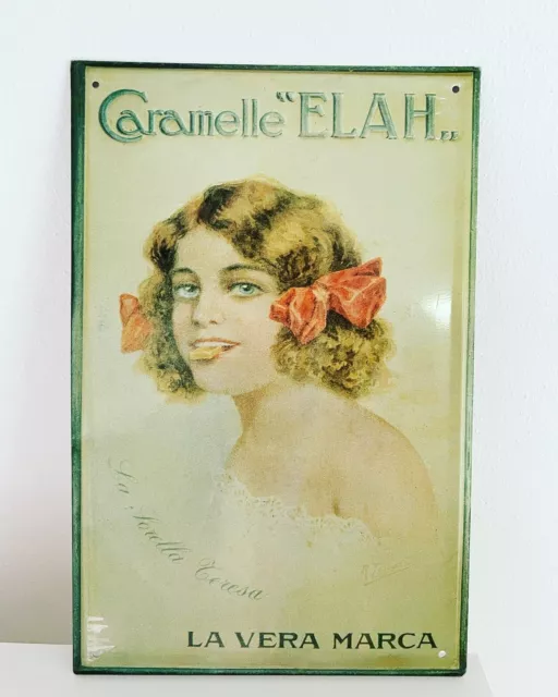 Insegna Tabella Reclame Vintage Caramelle Elah Targa Placca