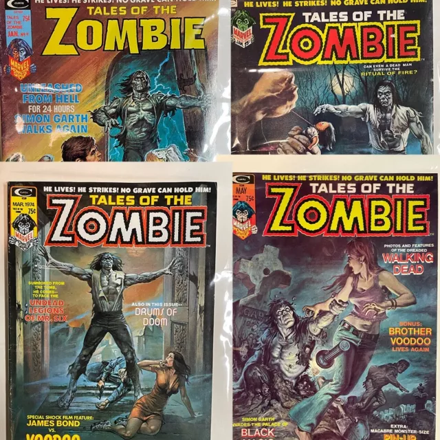 TALES OF THE ZOMBIE #3 4 5 9 Curtis Marvel Comic Magazine Lot Horror 4 issues