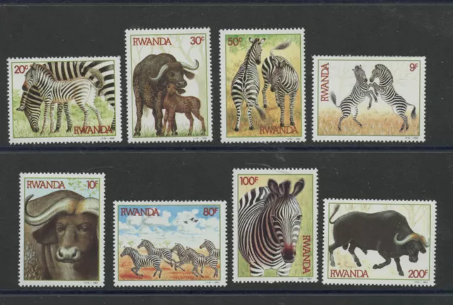 Zebra Buffalo set of 8 mnh stamps 1984 Rwanda #1199-1206 African Wild Animals