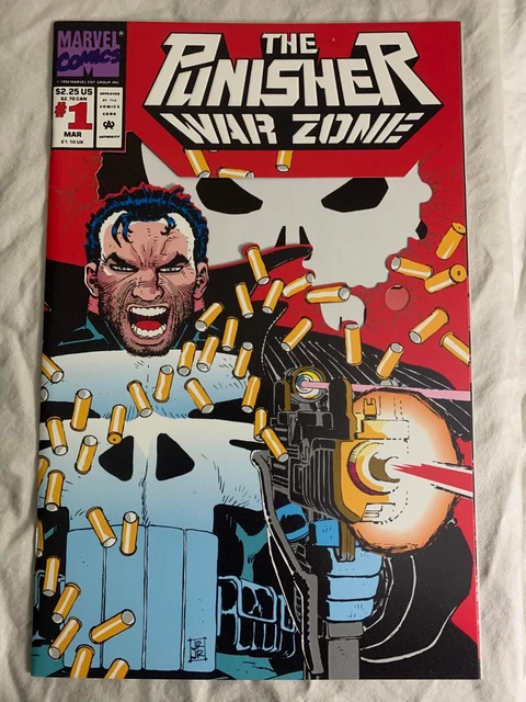 9.8 Nm/Mint PUNISHER WAR ZONE #1 WHITE PAGES 1ST SERIES ROMITA JR DIE CUT COVER