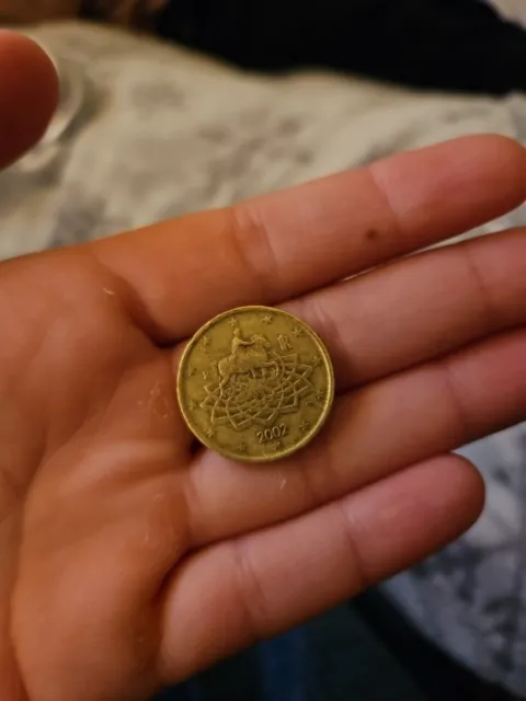 Moneda De 50 Céntimos De Euro Italiana Del Año 2002