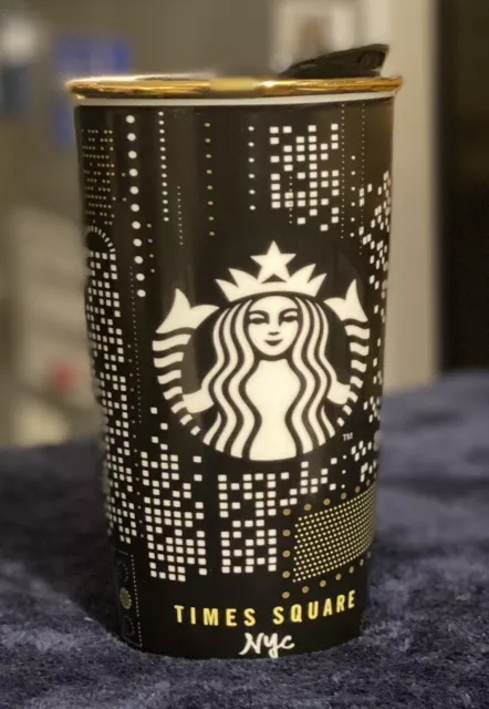Starbucks Graffiti NYC New York City Black Ceramic Travel Mug/Tumbler 2015  RARE