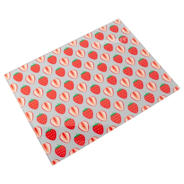 Red Strawberries Grey 40cm Kitchen Glass Worktop Saver Protector Chopping Board