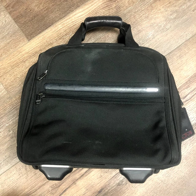 TUMI Alpha Carry On 22050D4 Black Ballistic Nylon Rolling 2 Wheel Bag - 15 x 13
