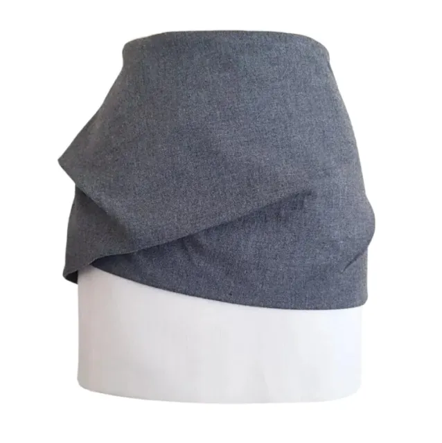 MAJE Helene Two Tone Grey & Cream Wool Blend, High Waist Mini Skirt UK10