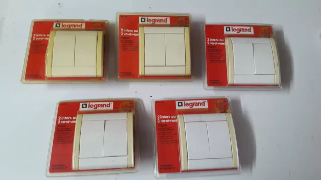 lot de 5 double inter va et vient sagane jaune pollen legrand