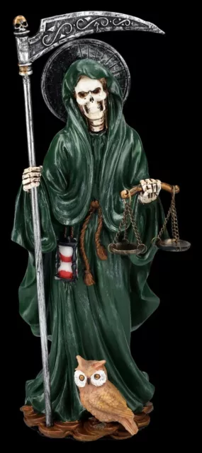 Santa muerte Figura Con Báscula Verde - Figura Decorativa Fantasy Gothic 26,5cm