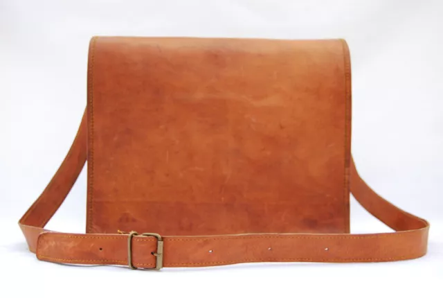 13" Mens Genuine Vintage Brown Leather Messenger Bag Shoulder Laptop Briefcase