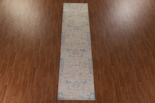 Alfombra china tinte vegetal tinte vegetal hecha a mano Runner Art Deco de 3'x12'