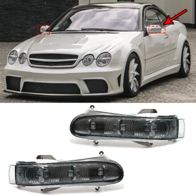 For Mercedes Benz W220 W215 S/CL Pair Side Mirror Turn Signal Light Smoky len