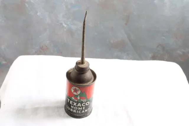 Texaco Home Lubricant Oiler 3 oz Oil Tin Litho Can Long Spout