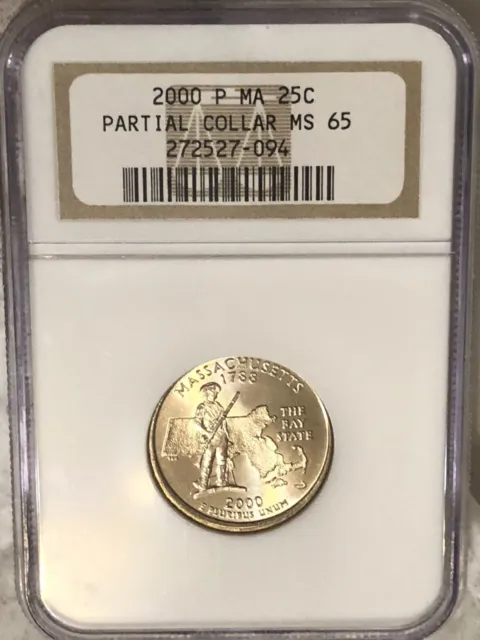 2000-P  Massachusetts  State Quarter Mint Error Partial Collar