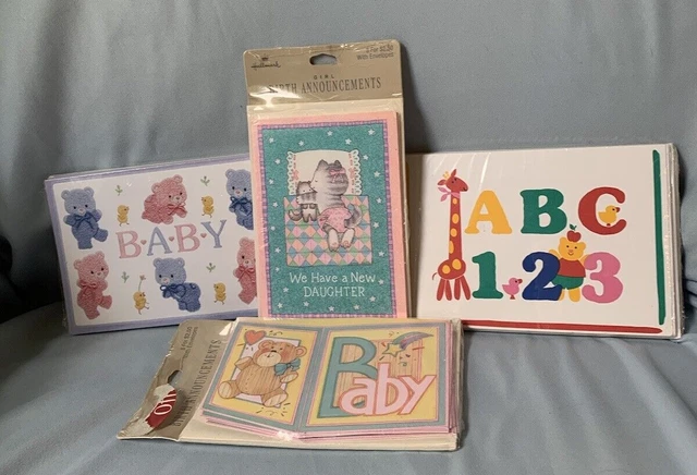 Vintage Baby Girl Announcement Cards Hallmark Sealed Unused 8 count X 4 Packs