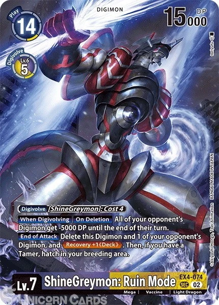 EX4-074 SHINEGREYMON: RUIN Mode : Secret Rare Alternative Art Digimon Card : Spe 54.90 - PicClick UK EX4-074 SHINEGREYMON: RUIN Mode : Secret Rare Alternative Art Digimon Card : Spe 54.90 - PicClick UK