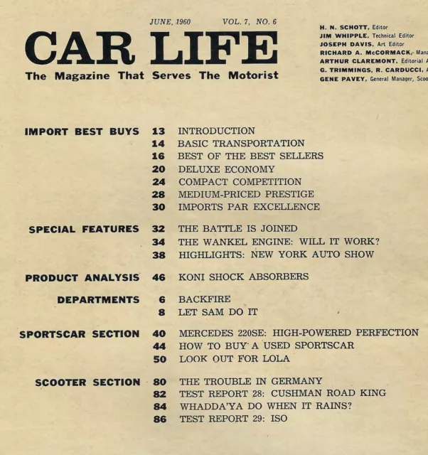 1960 Fiat, Jaguar, MG, Mercedes Benz, Rover, Saab, Hillman in vintage Car Life 2