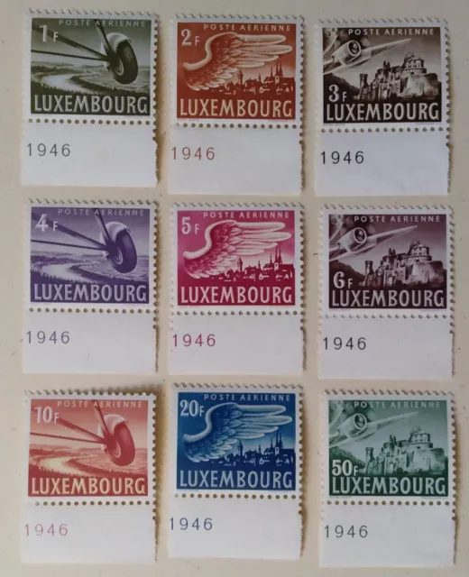 Luxembourg Airmail Stamps, 1946, sc#C7-15, Mint, NH, OG, w/selvege, Complete Set