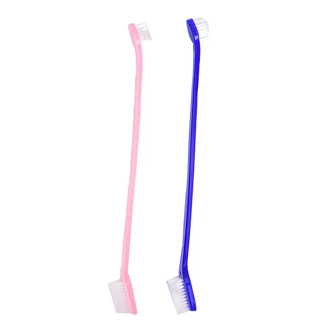 2 uds cepillo de dientes de doble punta para perros mascota oral dental 2 caras