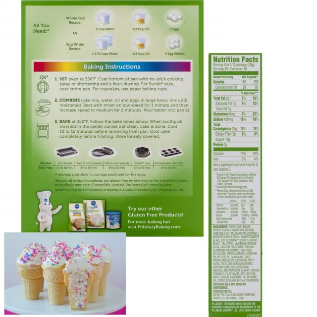 PILLSBURY GLUTEN FREE Cake Mix and Betty Crocker Funfetti Frosting £17.