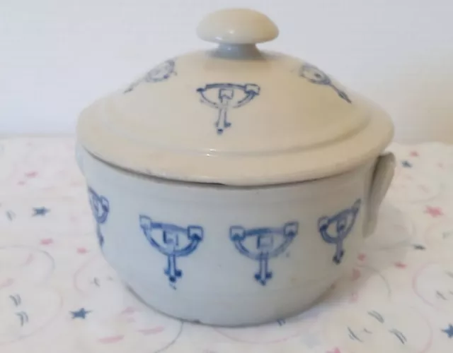 Saint Uze Ancienne Petite Soupière céramique bleu et blanc - poterie francaise