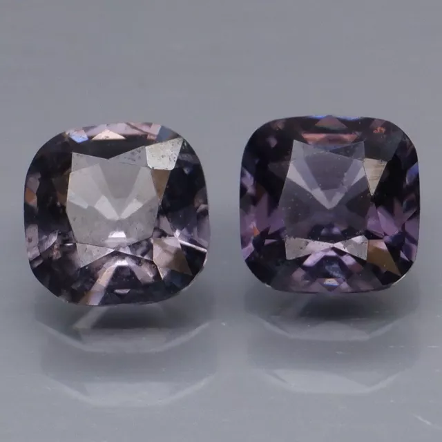 Cushion 4.5x4.5mm.Awesome Natural Intense Purple Spinel Myanmar 2Pcs/1.04Ct.