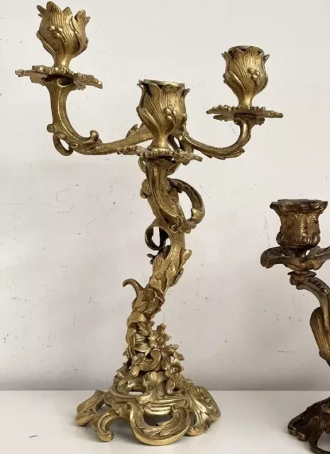 Antique Paris French Ormolu  Bronze NO Silver Plated Louis XV Candelabra