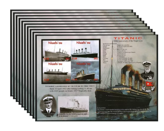 Wholesale Lot Of 10 Stamps Sheets Niuafo'ou 2012 Titanic Imperf MNH #W16794