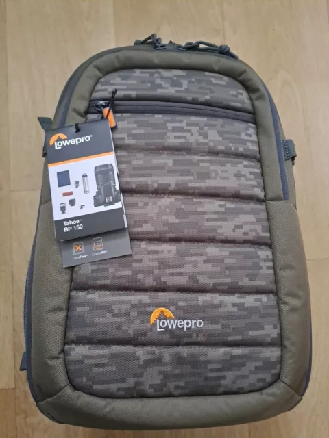 Lowepro Tahoe BP 150 backpack Olive Camouflage Front. Well Padded