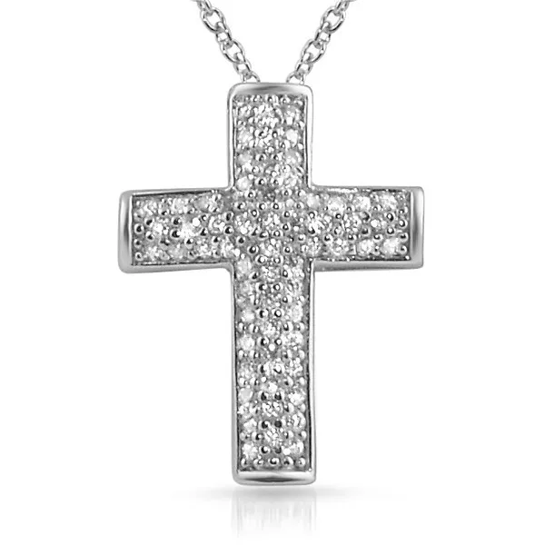 Jewelure Premium Signity CZ Cross Pendant With Sterling Silver Necklace