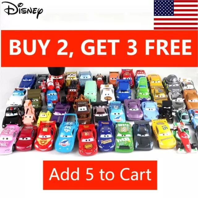 DISNEY PIXAR CARS Lightning McQueen 1:55 Diecast Metal Model Car Toy ...