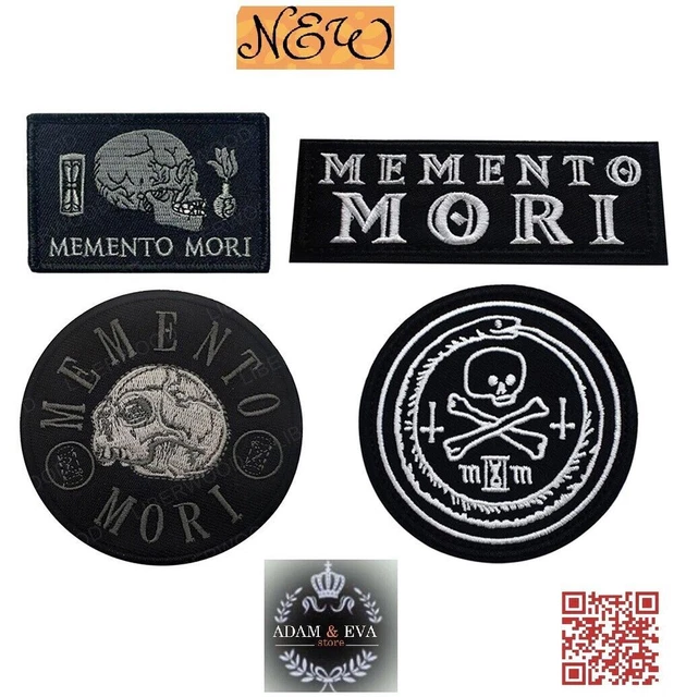 Patch Brodé "Memento Mori" 4x10 Cm - Pour Sac à Dos, Veste Tactique, Velcro, Style Motard Ou Militaire