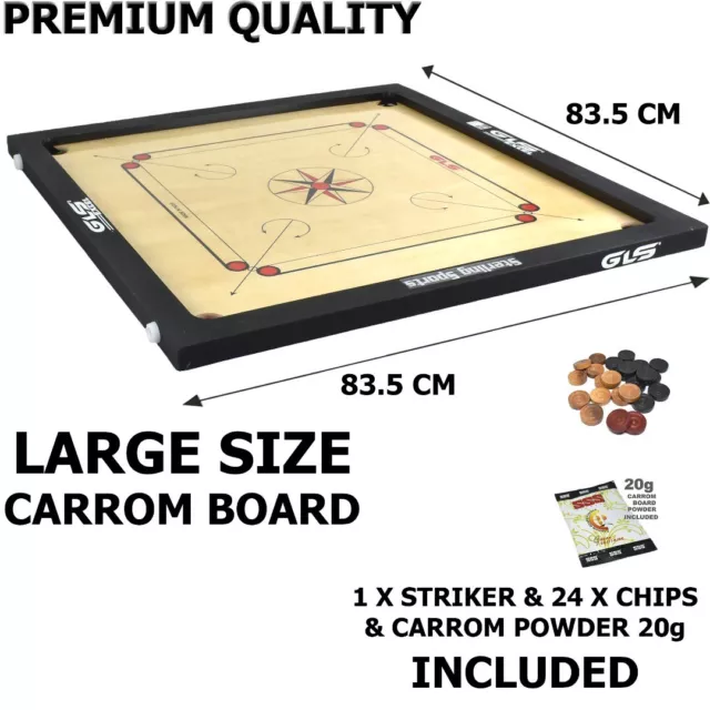 Carrom Board Game Large PREMIUM QUALITY Size 83cm x 83cm With Striker and Coins