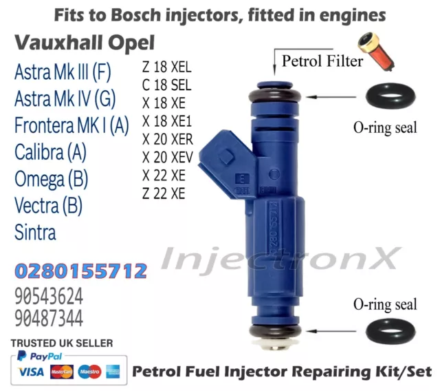 Fuel Injector Service Kit O-Ring 0280155712 Vauxhall Opel  1.8 2.0 2.2 engines