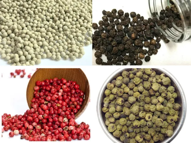 Organic PEPPERCORNS PREMIUM Whole pepper corns - PINK | GREEN | BLACK | WHITE