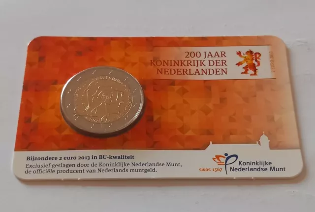 2 Euro Gedenkmünze 200 Jahre Königreich 2013 Niederlande Coincard