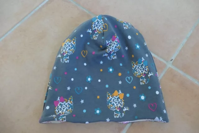 NEU! Kinder Mütze Wendemütze Beanie Gr. 52 handgenäht