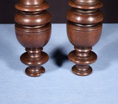 *18" Pair of French Antique Solid Walnut Posts/Pillars/Columns/Balusters Salvage 6
