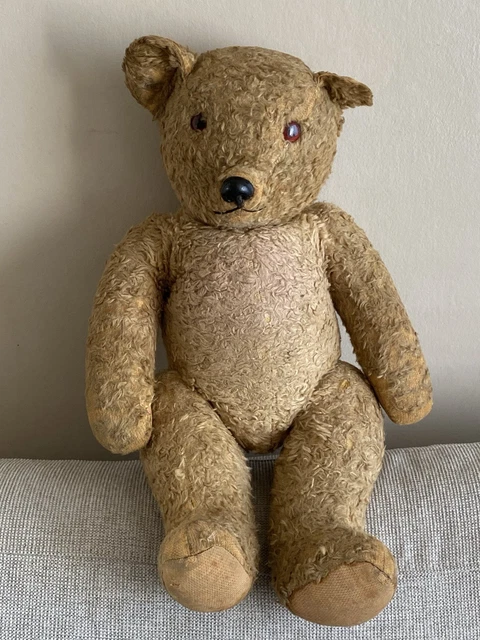 Grand Ours Pintel 55 Cm – 1915, Mohair Et Paille, Bruiteur, Teddy Bear Ancien