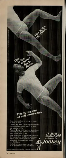 1967 JOCKEY UNDERWEAR: Slim Racer Guy Hi-Neck Bo Sun Vintage Print