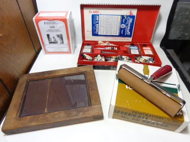 Antiguo conjunto de aceites Kodak 5x7"" con estampado de contacto vintage de goma bicromato Marshalls
