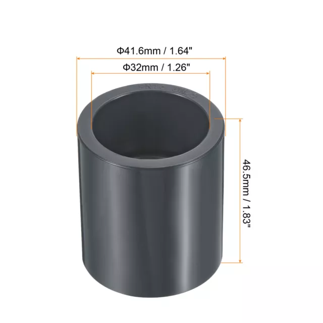 UPVC Pipe Fitting 32mm Socket, 6 Pack Straight Coupling, Dark Grey 2